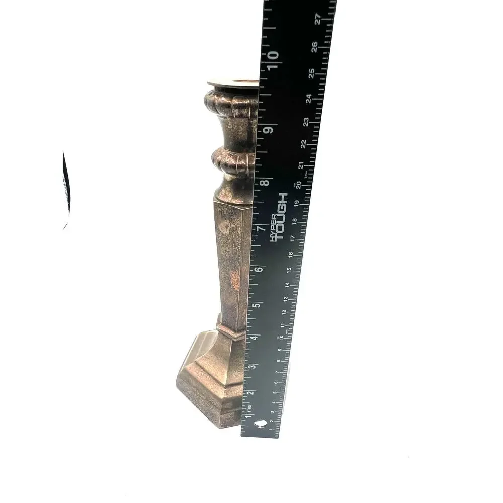 Vintage Pottery Barn Silver Candle Stick Holders Hexagon Heavy‎ Set 9.5 Inches